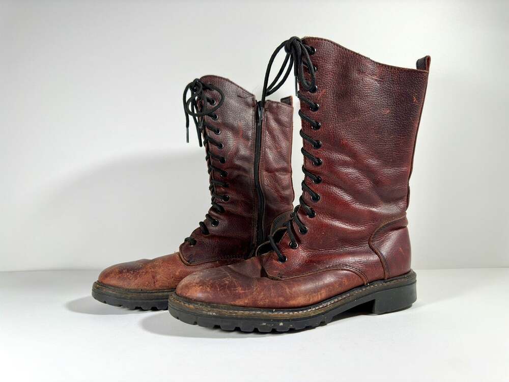 Martino Mid-Calf Ox Blood Leather Naturally Distressed Boots Women Sz 8M